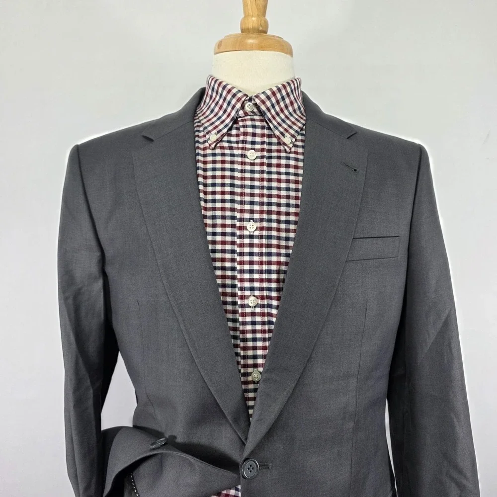 Bespoke Men's Sport Coat Blazer Two Button Gray Custom made size about 42L SLIM‎